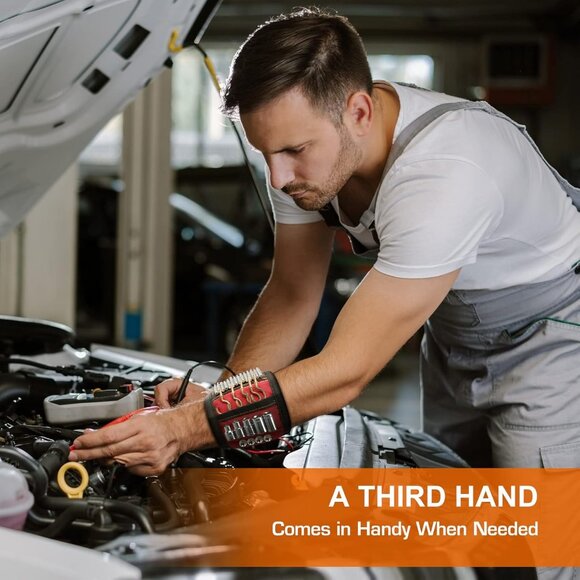 HIGHEVER Tool Belt Man Red Magnetic Wristband Perfect Holding Screws Nails - Picture 4 of 8